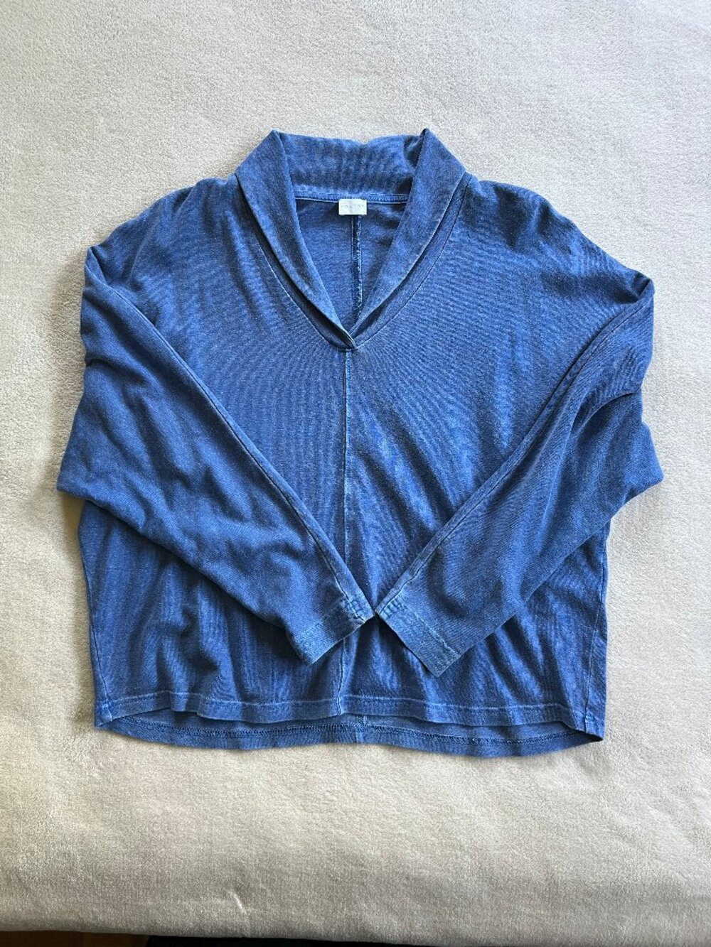 Poetry Shawl Collar Top - Cobalt Blue - Hemp/Cotton Blend size US8